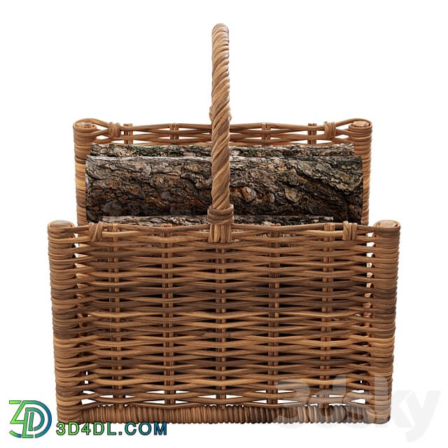 Round Rattan Log Basket Other decorative objects 3D Models