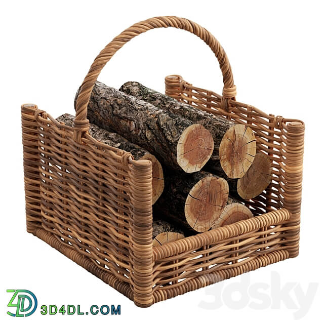 Round Rattan Log Basket Other decorative objects 3D Models