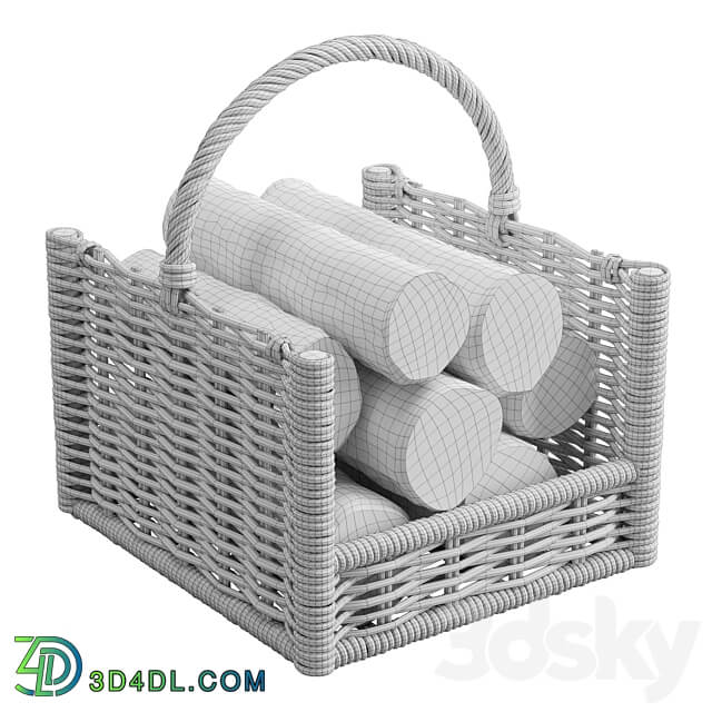 Round Rattan Log Basket Other decorative objects 3D Models