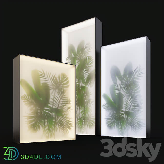 Light box with tropical leaves Fitowall 3D Models