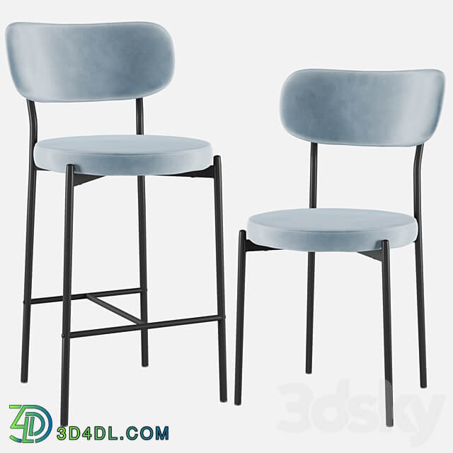 Chair Bar stool Barbara black legs SG 3D Models
