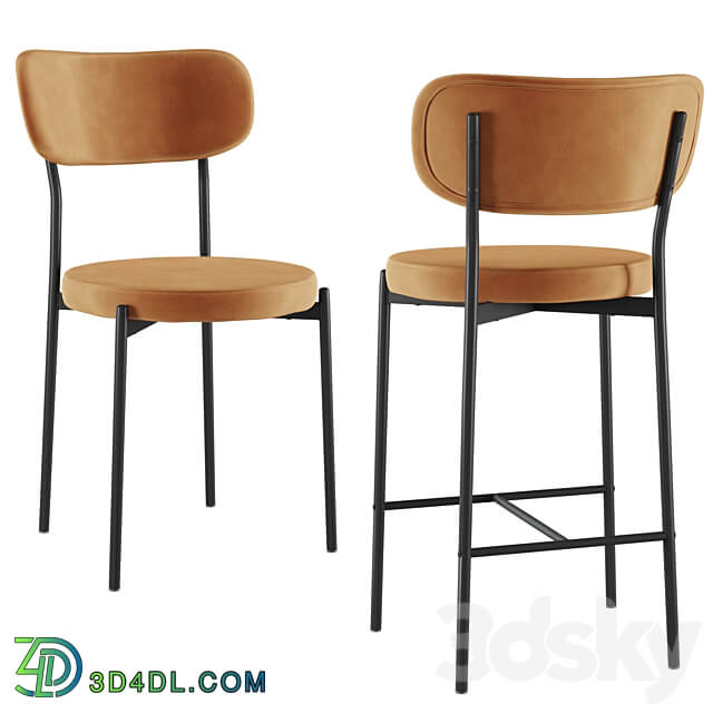 Chair Bar stool Barbara black legs SG 3D Models
