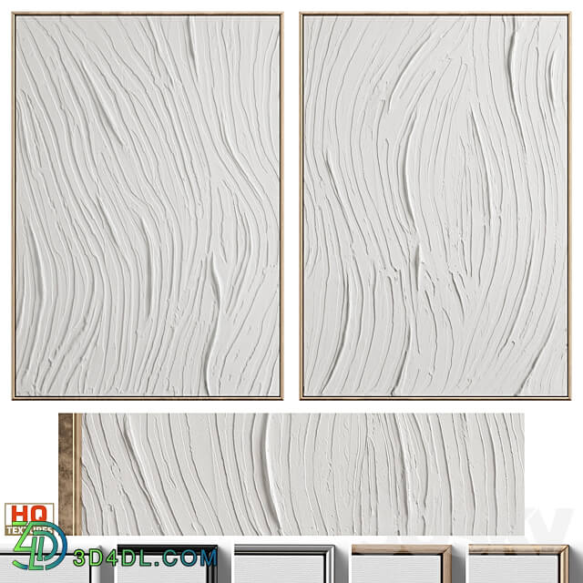 White Textural Plaster Wall Art C 455 3D Models