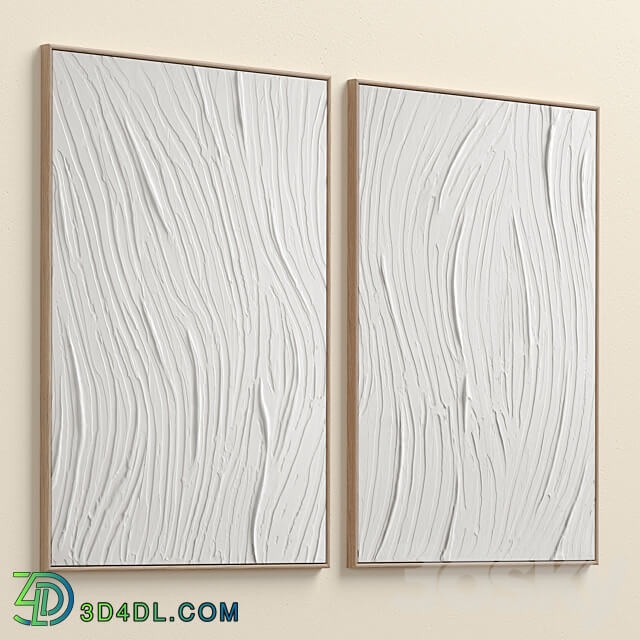 White Textural Plaster Wall Art C 455 3D Models