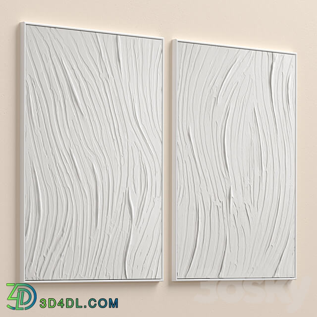 White Textural Plaster Wall Art C 455 3D Models