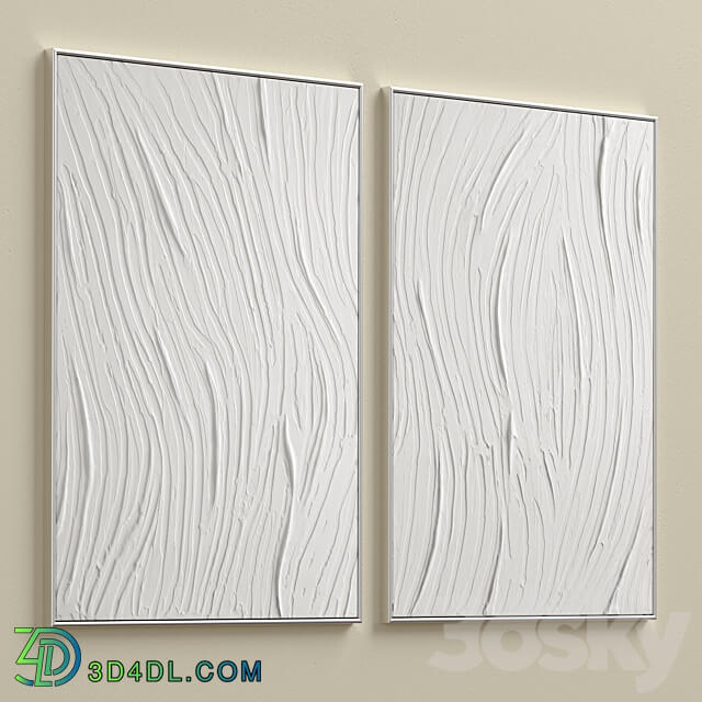 White Textural Plaster Wall Art C 455 3D Models