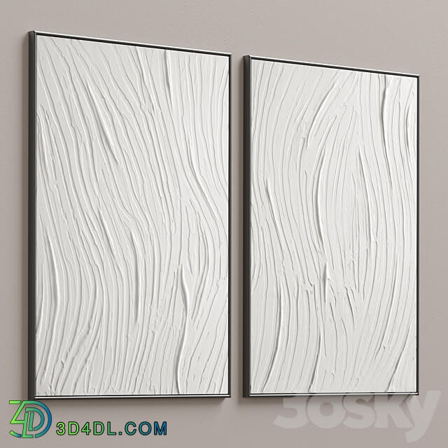 White Textural Plaster Wall Art C 455 3D Models