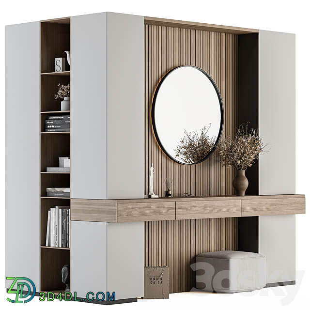 Hallway 37 L Wardrobe White and Wood Entrance 3D Models