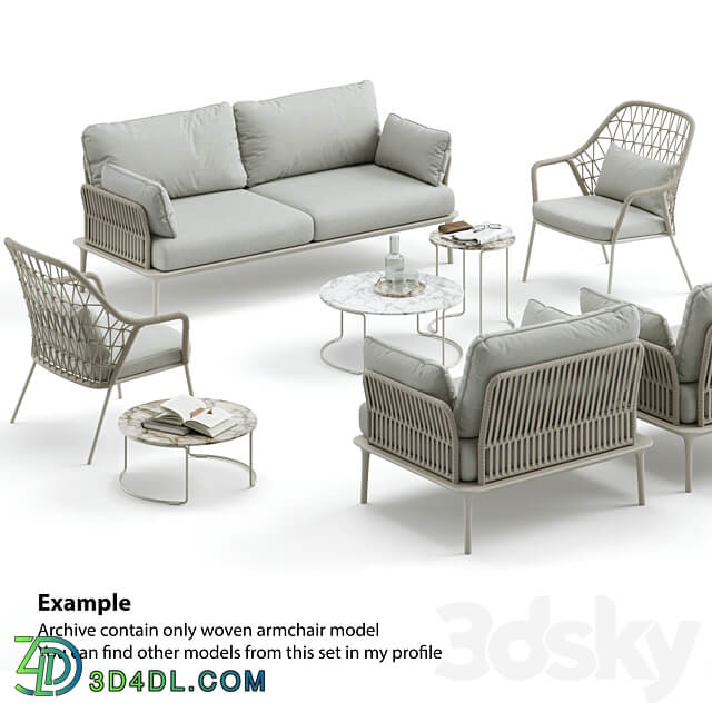 Outdoor Garden Woven Lounge Armchair Pedrali 3D Models