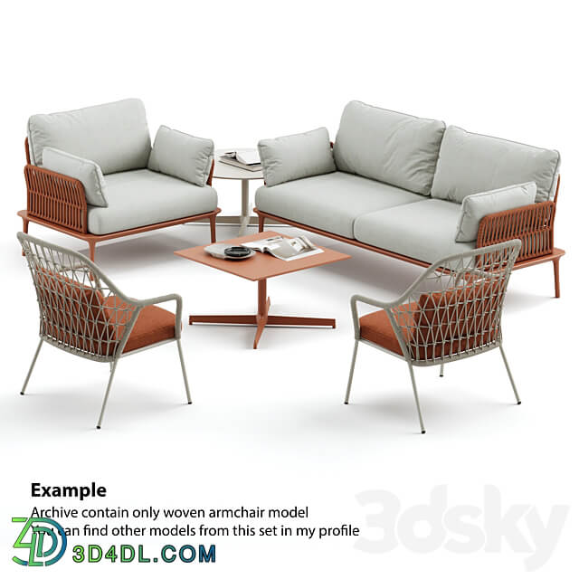 Outdoor Garden Woven Lounge Armchair Pedrali 3D Models