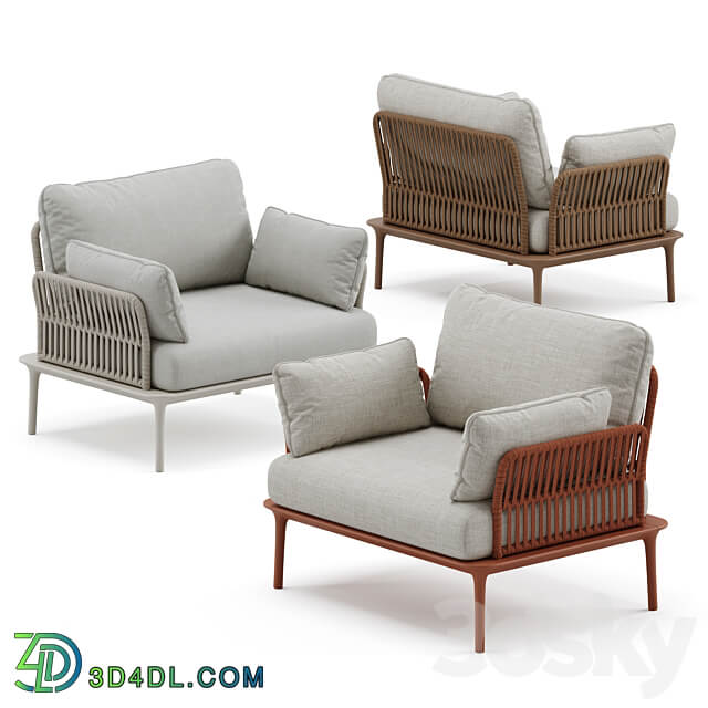 Outdoor Garden Woven Lounge Armchair Pedrali 3D Models