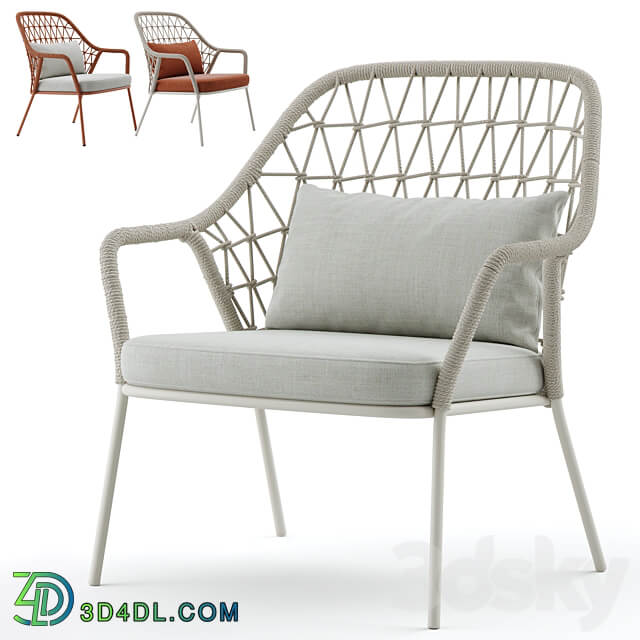 Outdoor Garden Woven Lounge Armchair Panarea 3D Models