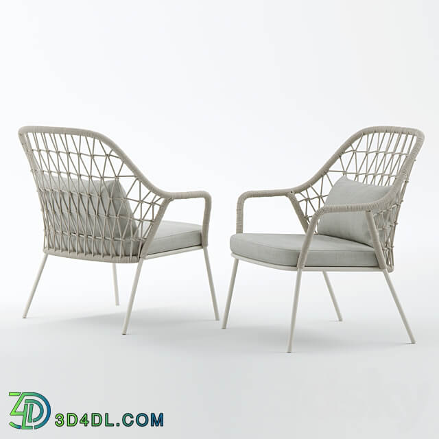 Outdoor Garden Woven Lounge Armchair Panarea 3D Models