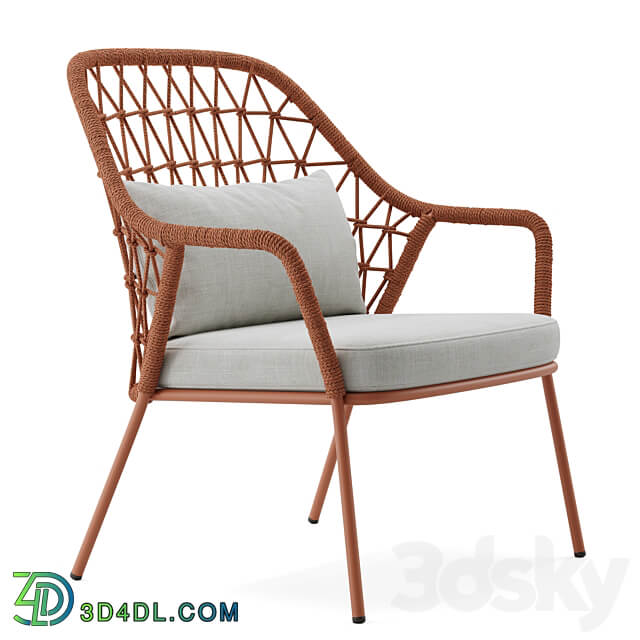 Outdoor Garden Woven Lounge Armchair Panarea 3D Models