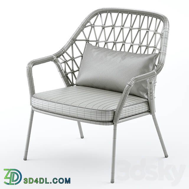 Outdoor Garden Woven Lounge Armchair Panarea 3D Models