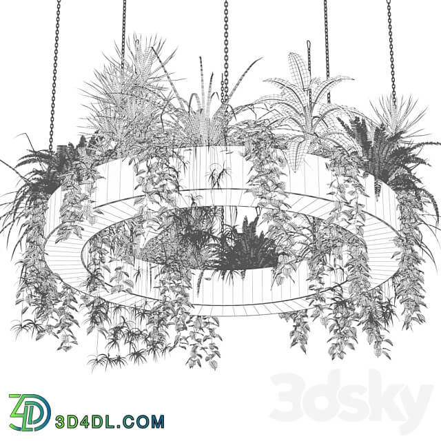 Ring lamp planter with plants Pendant light 3D Models