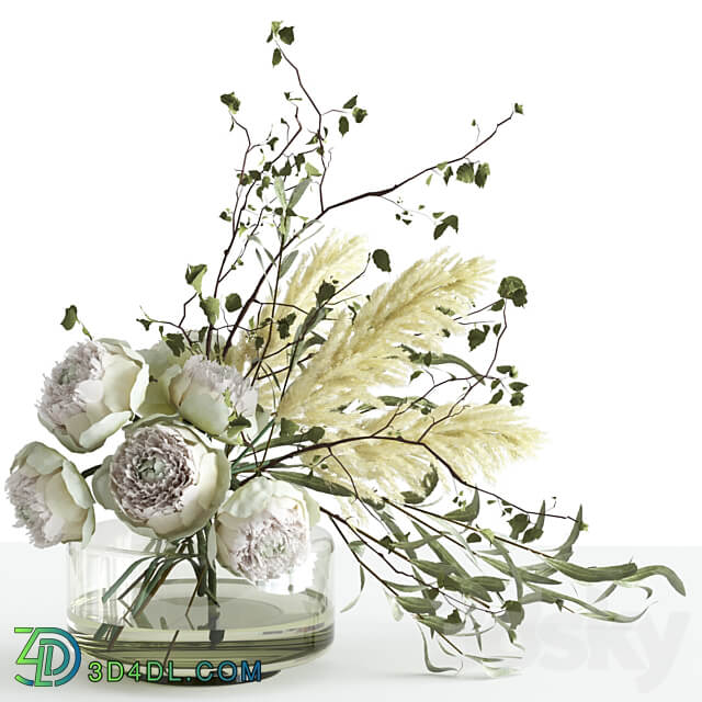 Bouquet in a glass vase 3D Models