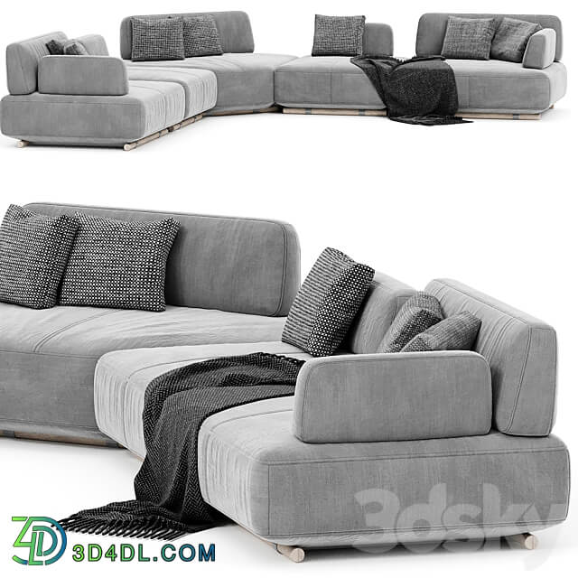 Natuzzi Italia Cava Sectional upholstered sofa 3D Models