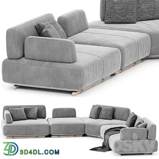 Natuzzi Italia Cava Sectional upholstered sofa 3D Models