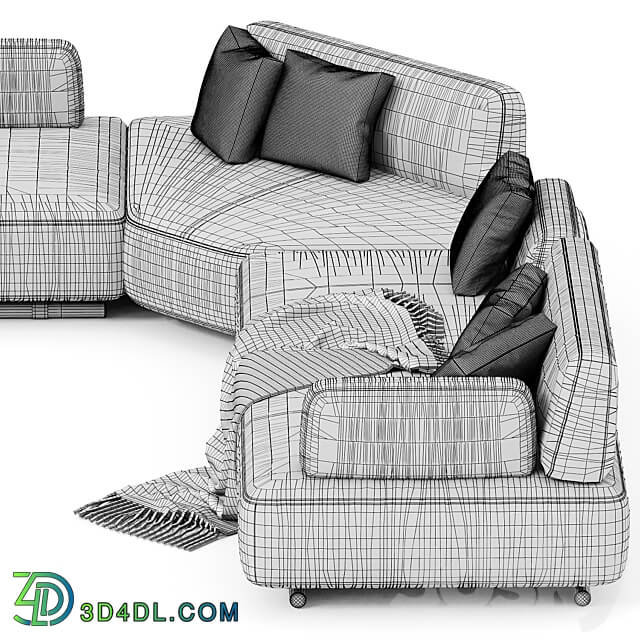 Natuzzi Italia Cava Sectional upholstered sofa 3D Models