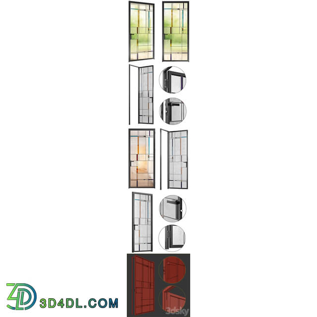 5 DOORS with details 3D Models