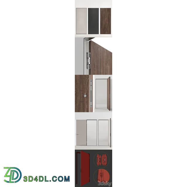 5 DOORS with details 3D Models