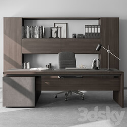 Boss Desk and Library Wooden Set Office Furniture 298 3D Models 