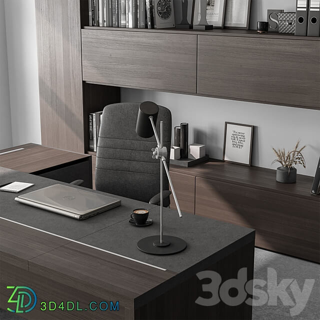 Boss Desk and Library Wooden Set Office Furniture 298 3D Models