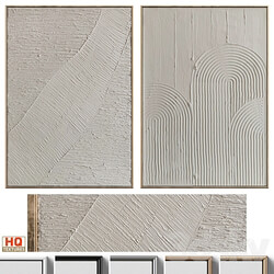 Mid Century Beige Textural Plaster Wall Art C 460 3D Models 