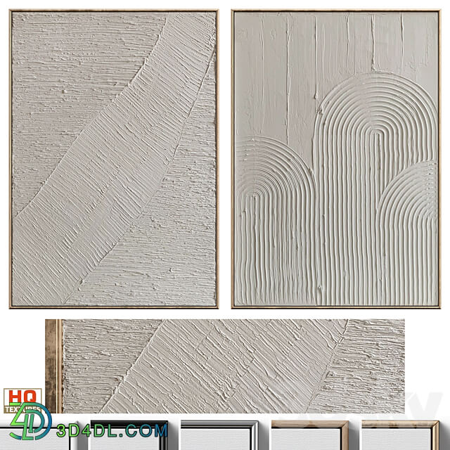 Mid Century Beige Textural Plaster Wall Art C 460 3D Models