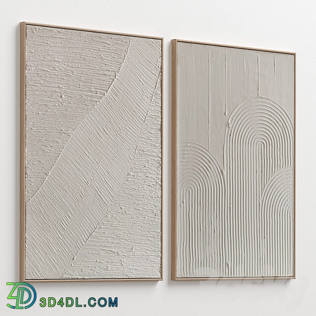 Mid Century Beige Textural Plaster Wall Art C 460 3D Models