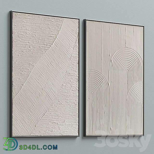 Mid Century Beige Textural Plaster Wall Art C 460 3D Models