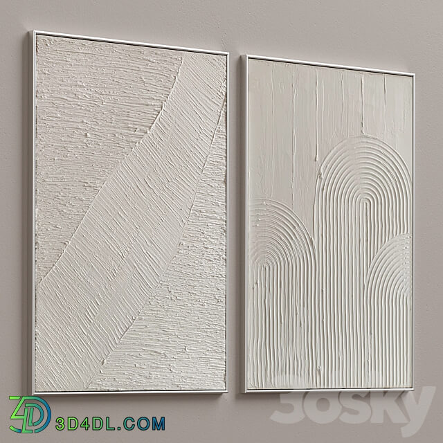 Mid Century Beige Textural Plaster Wall Art C 460 3D Models