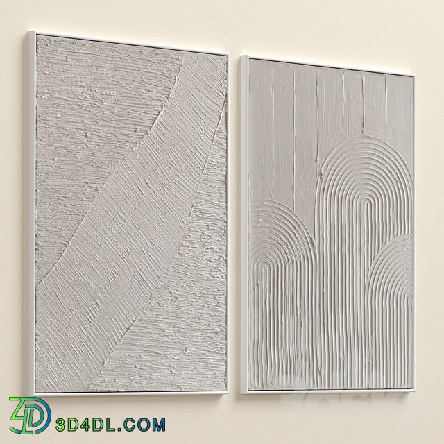 Mid Century Beige Textural Plaster Wall Art C 460 3D Models