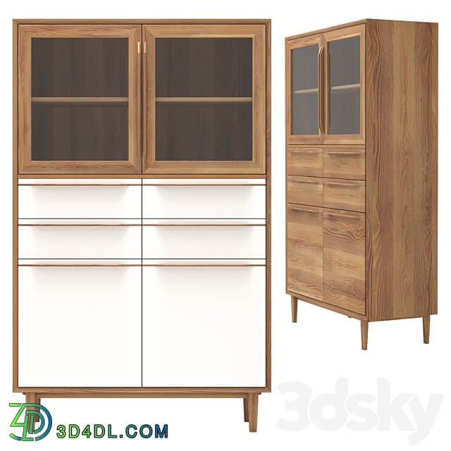 Buffet Bruni white large 100 160 40 cm Sideboard Chest of drawer 3D Models