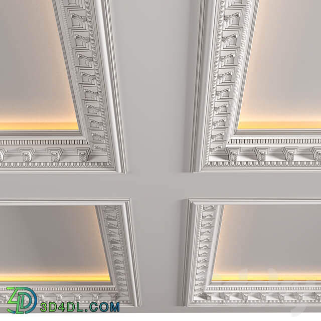 Modern coffered illuminated ceiling Art Deco style 3D Models