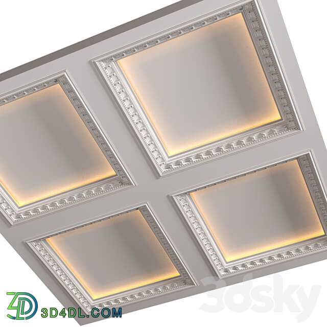 Modern coffered illuminated ceiling Art Deco style 3D Models