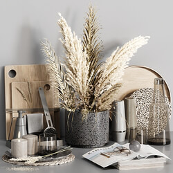Kitchen accessories 024 with dried plants 3D Models 