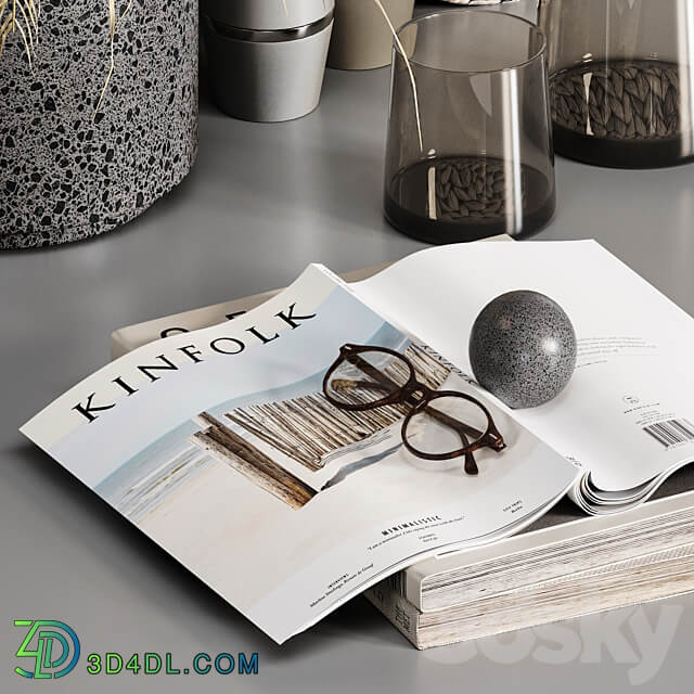 Kitchen accessories 024 with dried plants 3D Models