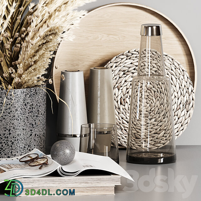 Kitchen accessories 024 with dried plants 3D Models