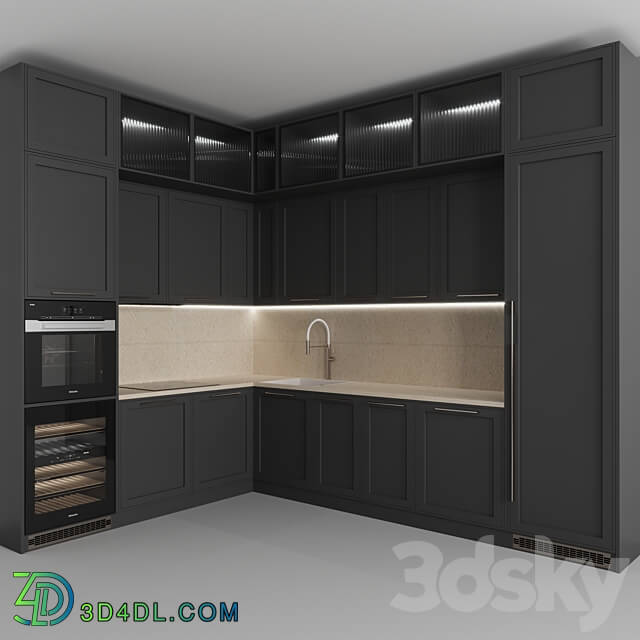 Kitchen 122 Tricolor Kitchen 3D Models