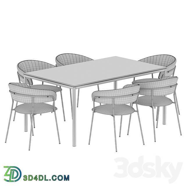 West Elm Frame table Turin chair Dining set Table Chair 3D Models