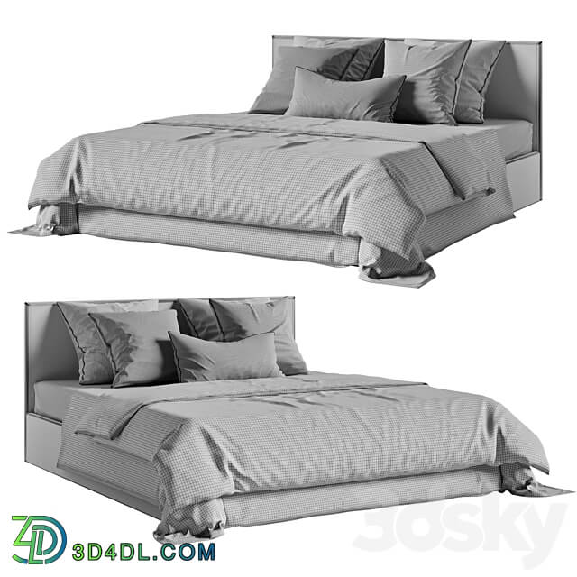 Bed Askona Evita with bedding Bed 3D Models