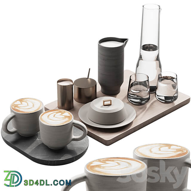 129 eat and drinks decor set 03 coffee and water kit 03 3D Models