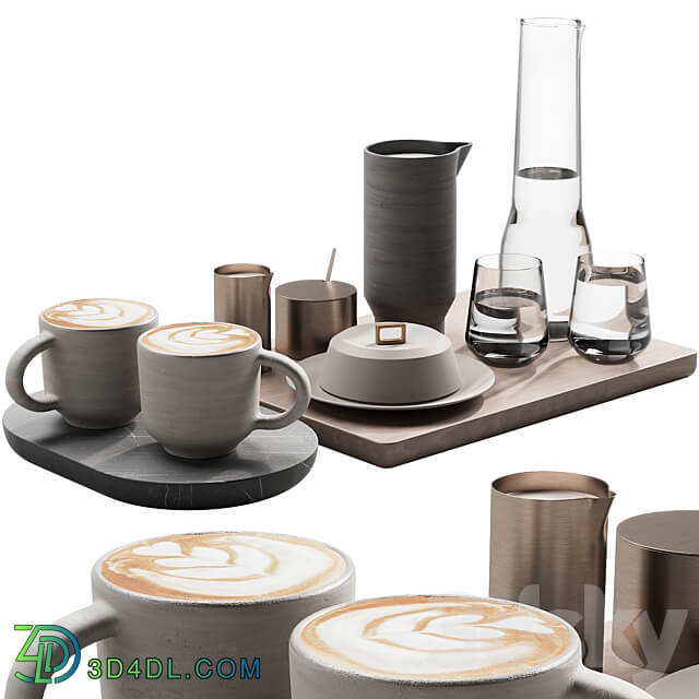 129 eat and drinks decor set 03 coffee and water kit 03 3D Models