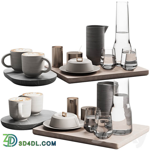 129 eat and drinks decor set 03 coffee and water kit 03 3D Models