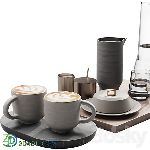 129 eat and drinks decor set 03 coffee and water kit 03 3D Models