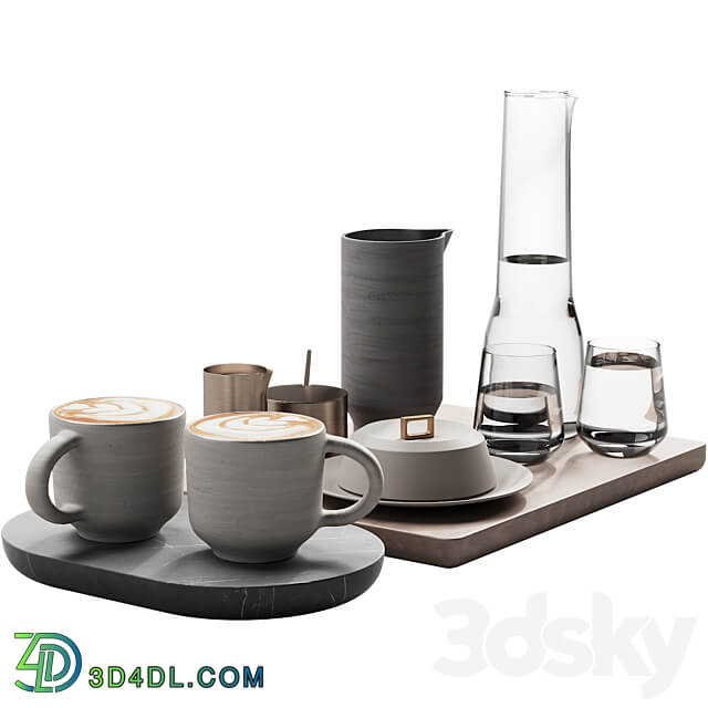 129 eat and drinks decor set 03 coffee and water kit 03 3D Models