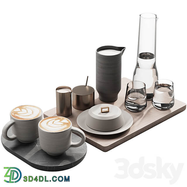 129 eat and drinks decor set 03 coffee and water kit 03 3D Models