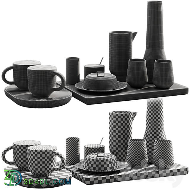 129 eat and drinks decor set 03 coffee and water kit 03 3D Models